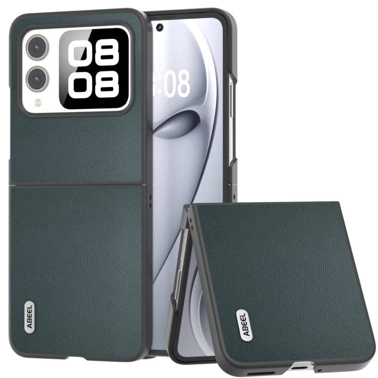 For Huawei nova Flip ABEEL Genuine Leather Elegant Black Edge Phone Case(Green)