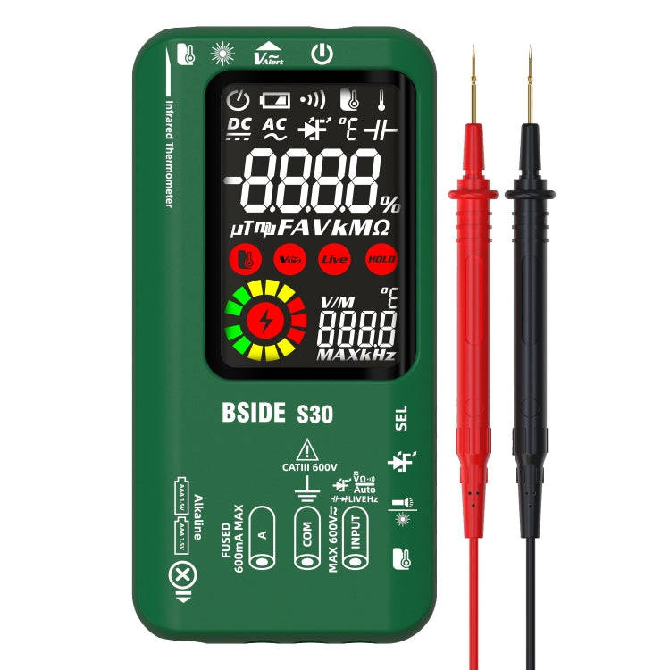 BSIDE S30 Smart Color Screen Infrared Temperature Measurement Multimeter(Green)