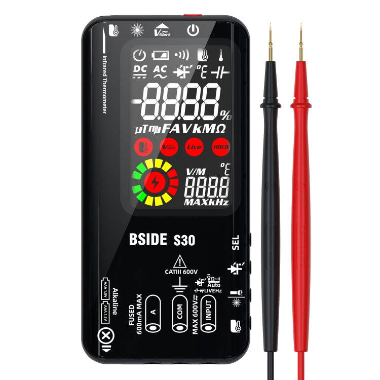 BSIDE S30 Smart Color Screen Infrared Temperature Measurement Multimeter(Black)