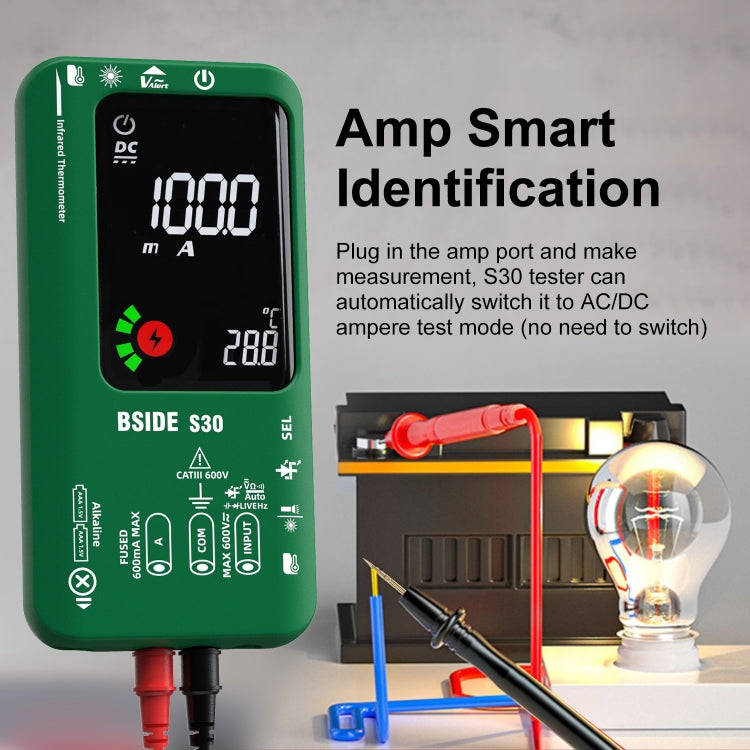 BSIDE S30 Smart Color Screen Infrared Temperature Measurement Multimeter(Green)
