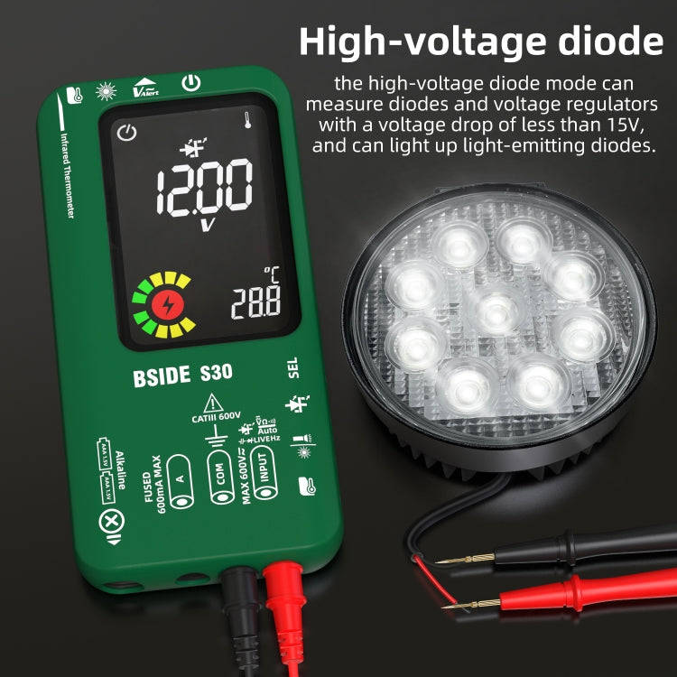 BSIDE S30 Smart Color Screen Infrared Temperature Measurement Multimeter(Green)
