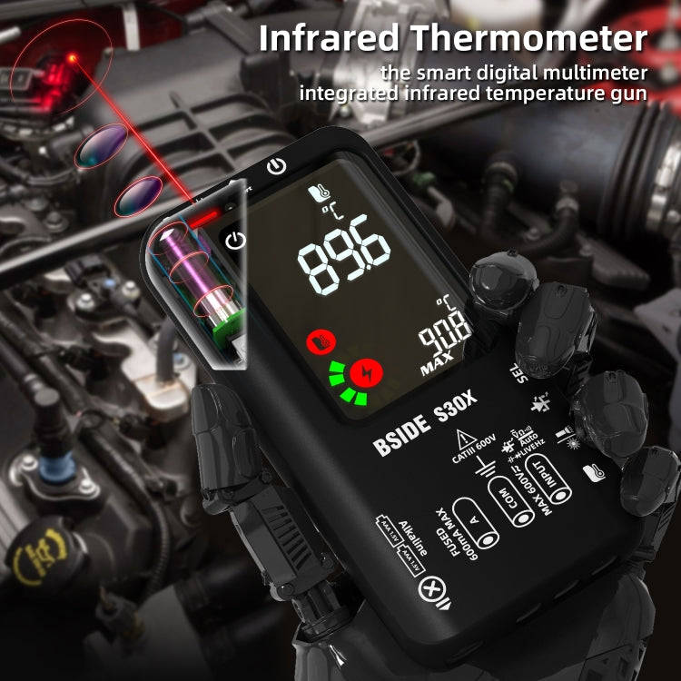BSIDE S30X Smart Color Screen Infrared Temperature Measurement Multimeter(Black)