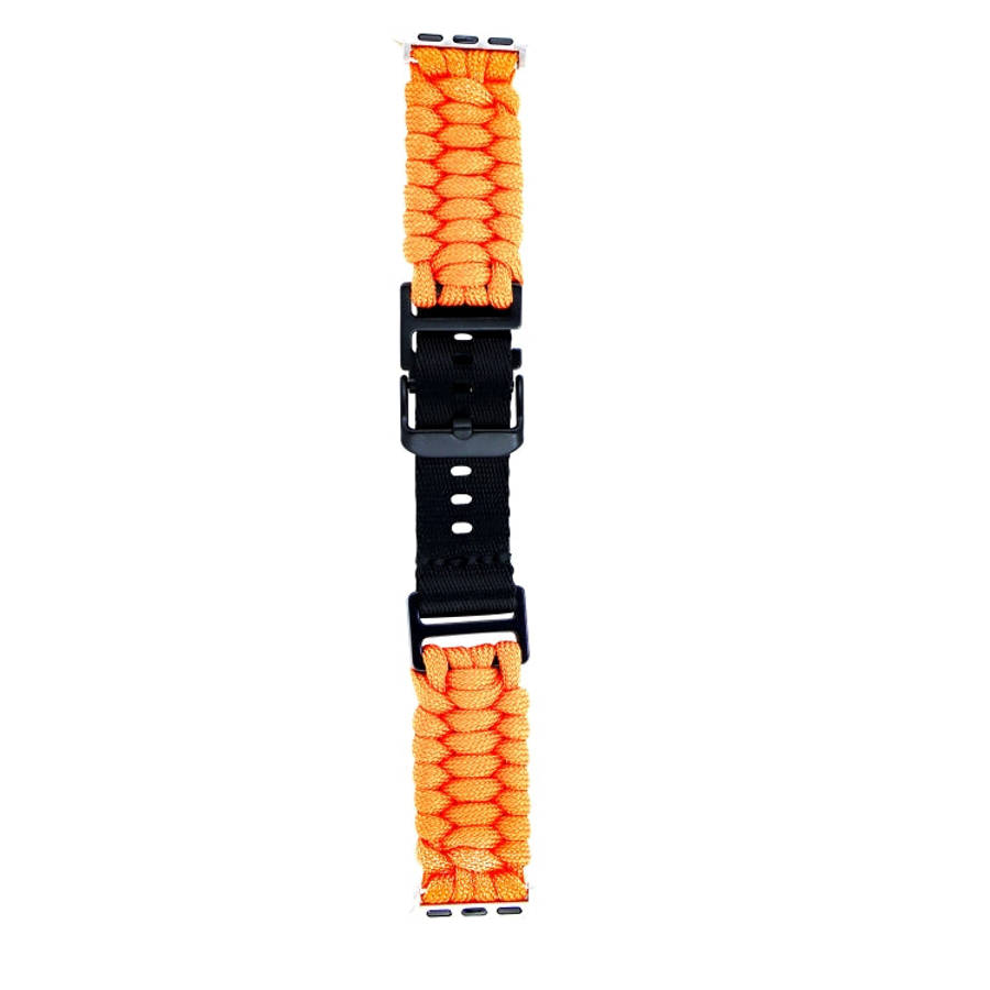 For Apple Watch Series 7 45mm Paracord Plain Braided Webbing Buckle Watch Band(Orange)
