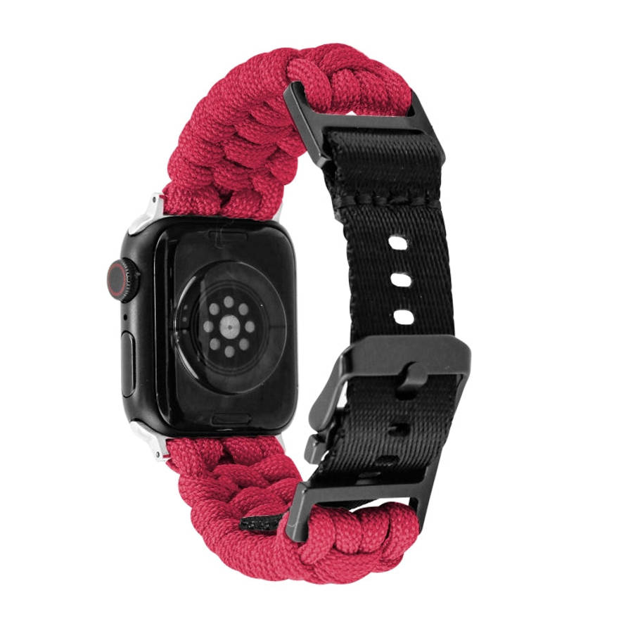 For Apple Watch Series 6 40mm Paracord Plain Braided Webbing Buckle Watch Band(Red)
