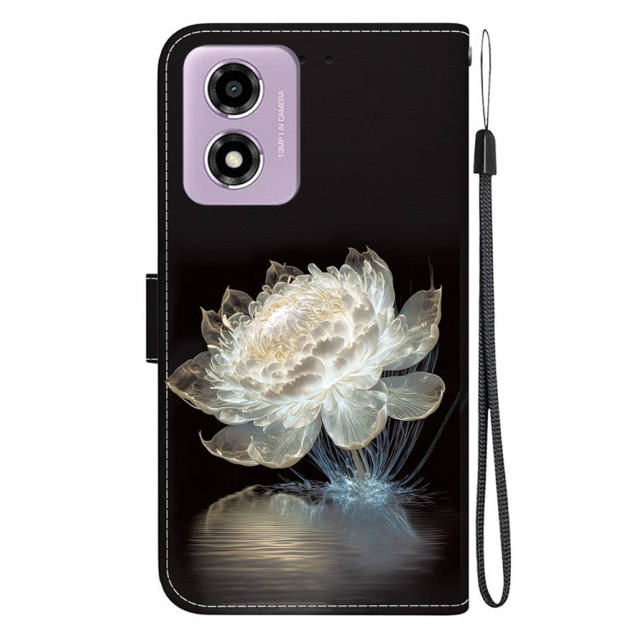 For Motorola Moto G04s / Moto E14 Crystal Texture Colored Drawing Leather Phone Case(Crystal Peony)
