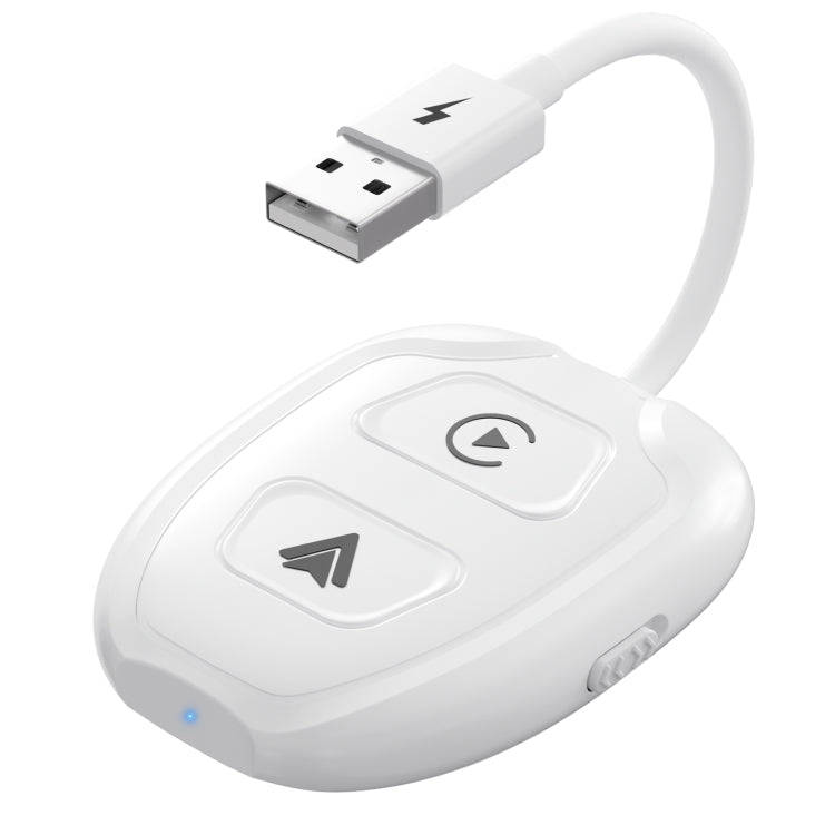 THT-020-9-1 USB + USB-C / Type-C Wired to Wireless Carplay / Android Auto Adapter(White)