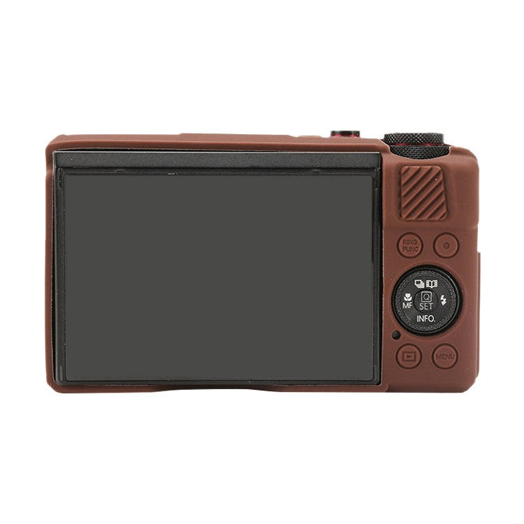 For Canon PowerShot G7 X Mark II / G7X2 Soft Silicone Protective Case with Lens Cover(Coffee)