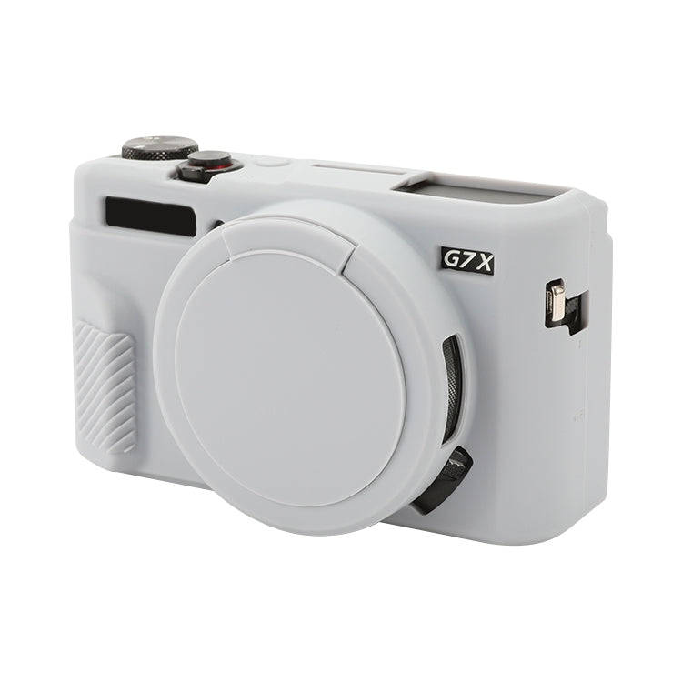 For Canon PowerShot G7 X Mark II / G7X2 Soft Silicone Protective Case with Lens Cover(Grey)