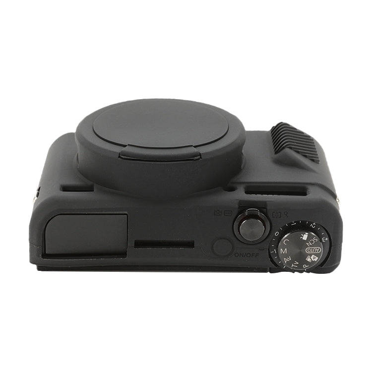 For Canon PowerShot G7 X Mark II / G7X2 Soft Silicone Protective Case with Lens Cover(Black)