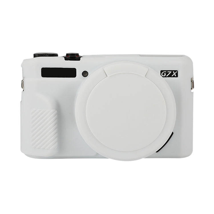For Canon PowerShot G7 X Mark II / G7X2 Soft Silicone Protective Case with Lens Cover(White)