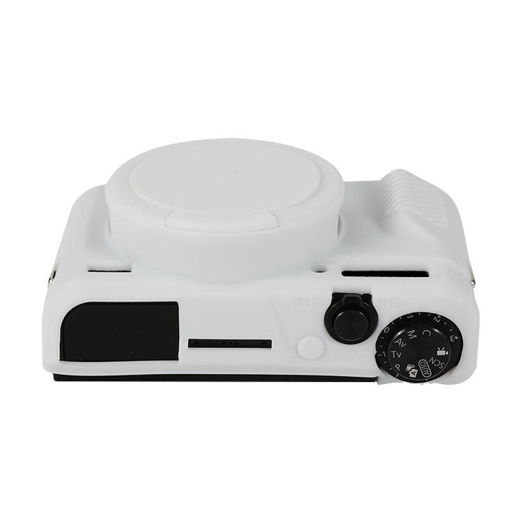 For Canon PowerShot G7 X Mark II / G7X2 Soft Silicone Protective Case with Lens Cover(White)