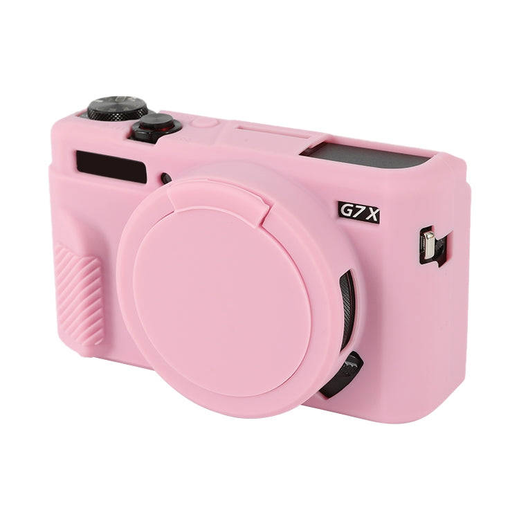 For Canon PowerShot G7 X Mark II / G7X2 Soft Silicone Protective Case with Lens Cover(Pink)