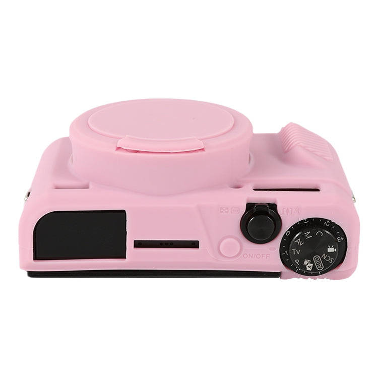 For Canon PowerShot G7 X Mark II / G7X2 Soft Silicone Protective Case with Lens Cover(Pink)