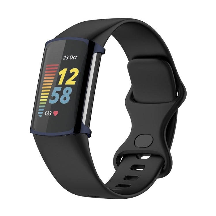 For Fitbit Charge 6 / 5 Full Coverage TPU Electroplated Watch Protective Case(Midnight Blue)