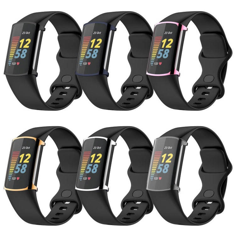 For Fitbit Charge 6 / 5 Full Coverage TPU Electroplated Watch Protective Case(Midnight Blue)