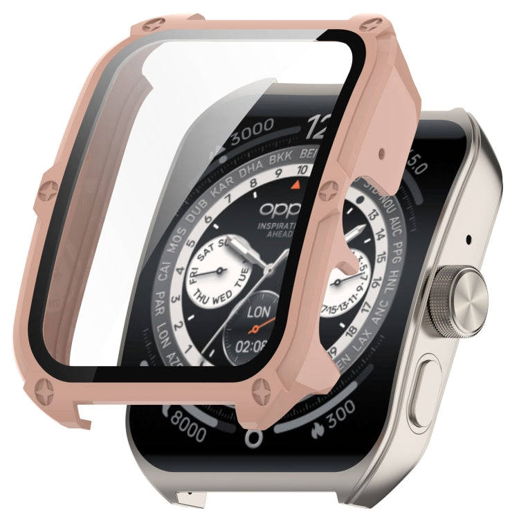 For OPPO Watch 4 Pro PC + Tempered Film Integrated Watch Protective Case(Pink)