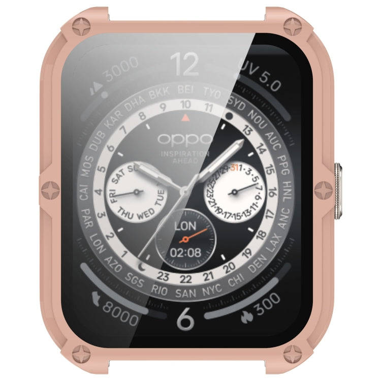 For OPPO Watch 4 Pro PC + Tempered Film Integrated Watch Protective Case(Pink)