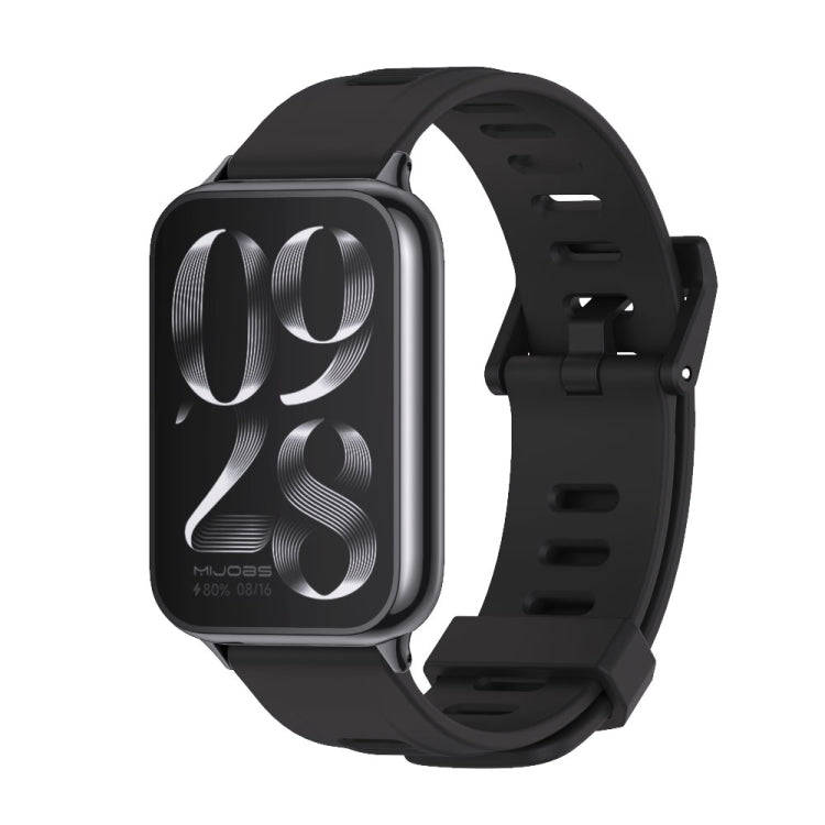 For Xiaomi Smart Band 9 Pro / 8 Pro Mijobs Flat Hole Breathable Silicone Watch Band(Black)