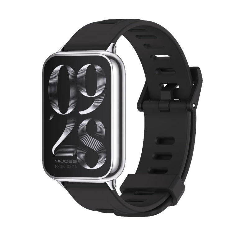 For Xiaomi Smart Band 9 Pro / 8 Pro Mijobs Flat Hole Breathable Silicone Watch Band(Black+Silver)