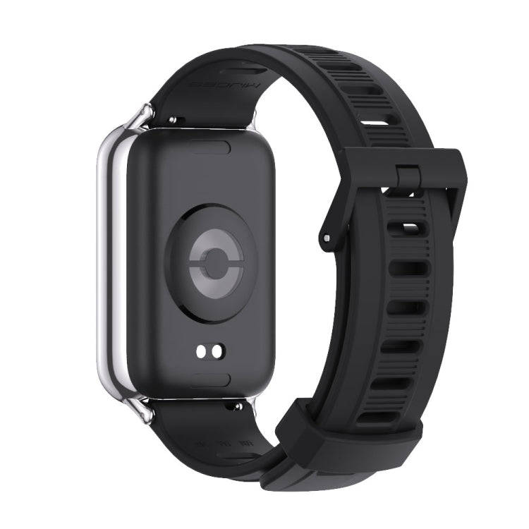 For Xiaomi Smart Band 9 Pro / 8 Pro Mijobs Flat Hole Breathable Silicone Watch Band(Black+Silver)