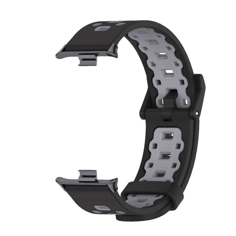 For Xiaomi Smart Band 9 Pro / 8 Pro Mijobs Square Hole Breathable Silicone Watch Band(Black Grey)