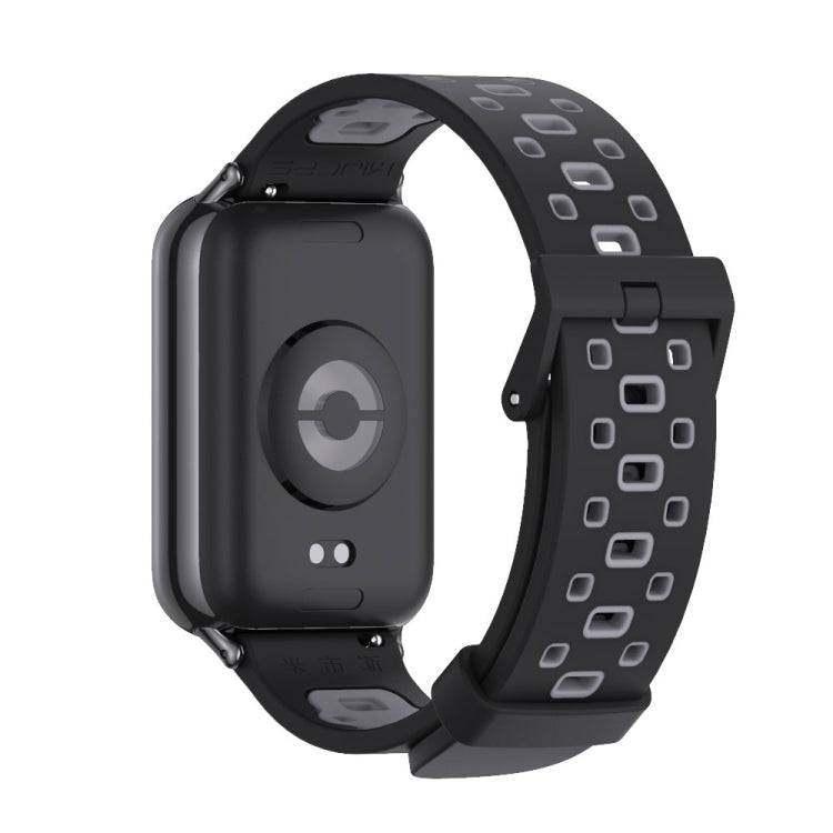 For Xiaomi Smart Band 9 Pro / 8 Pro Mijobs Square Hole Breathable Silicone Watch Band(Black Grey)