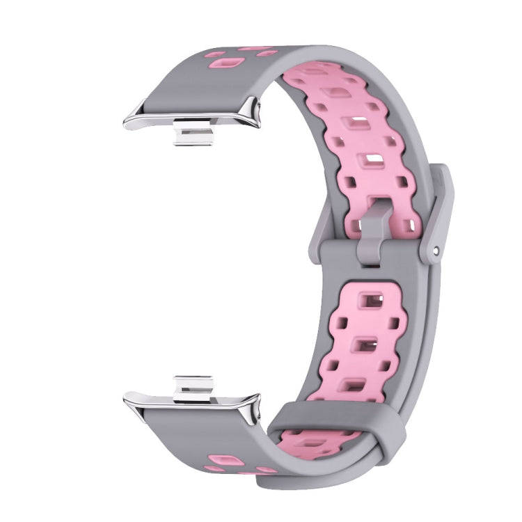 For Xiaomi Smart Band 9 Pro / 8 Pro Mijobs Square Hole Breathable Silicone Watch Band(Grey Pink)