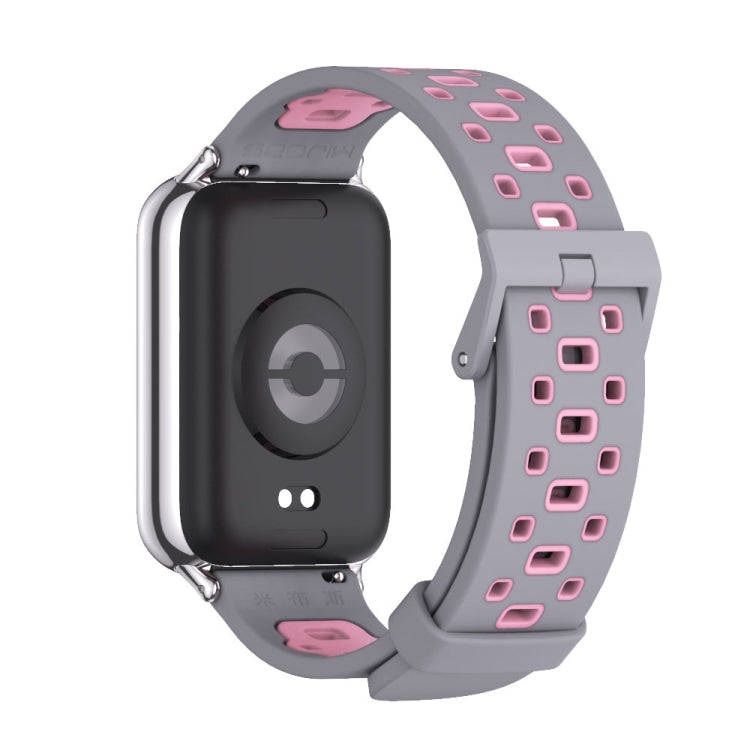 For Xiaomi Smart Band 9 Pro / 8 Pro Mijobs Square Hole Breathable Silicone Watch Band(Grey Pink)