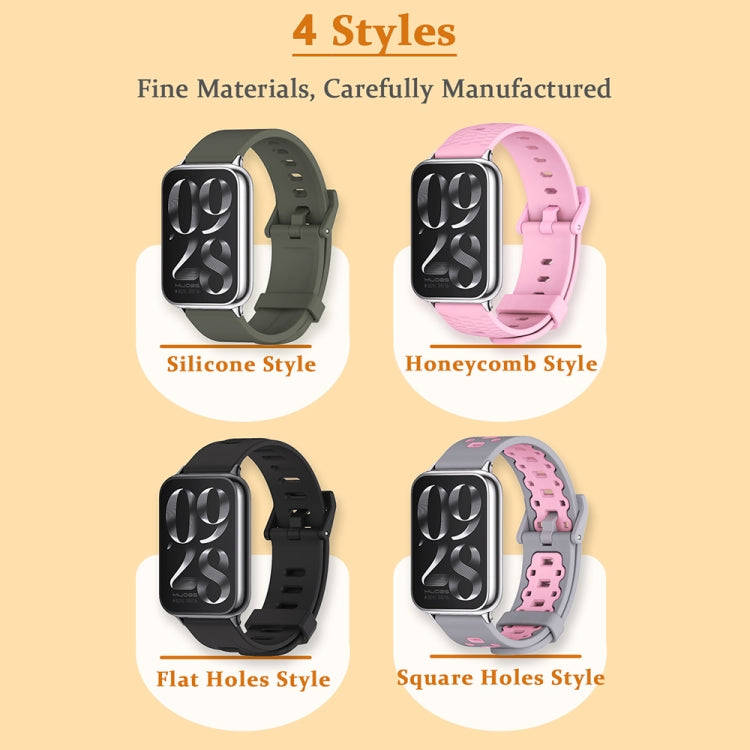 For Xiaomi Smart Band 9 Pro / 8 Pro Mijobs Square Hole Breathable Silicone Watch Band(Grey Pink)