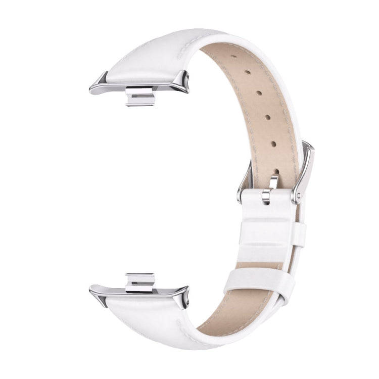 For Xiaomi Smart Band 9 Pro / 8 Pro Mijobs Genuine Leather Slim Watch Band(White Silver)