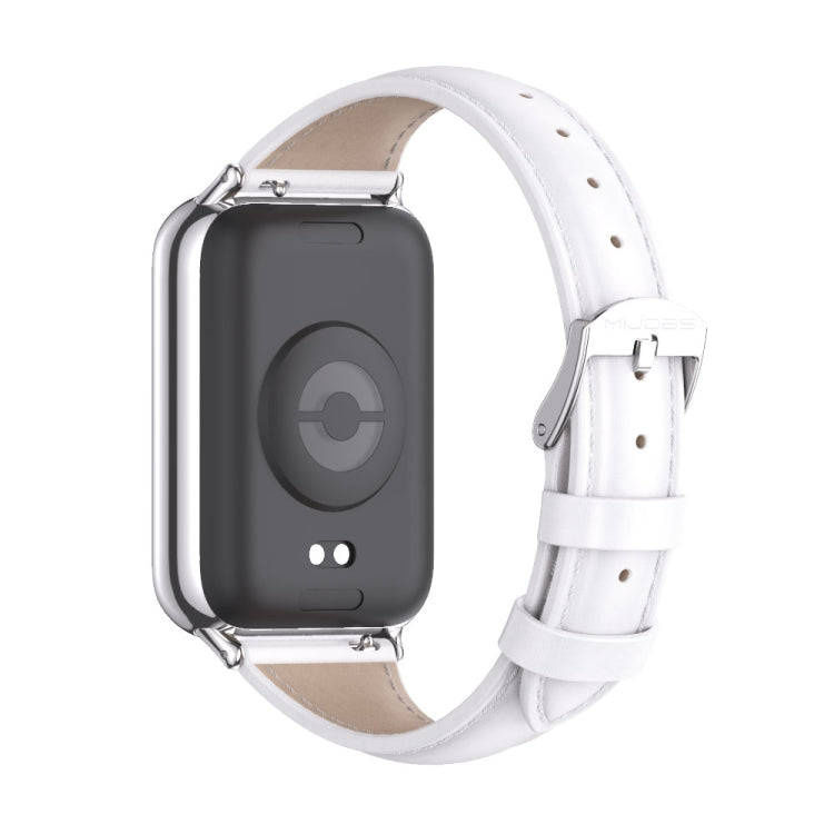 For Xiaomi Smart Band 9 Pro / 8 Pro Mijobs Genuine Leather Slim Watch Band(White Silver)