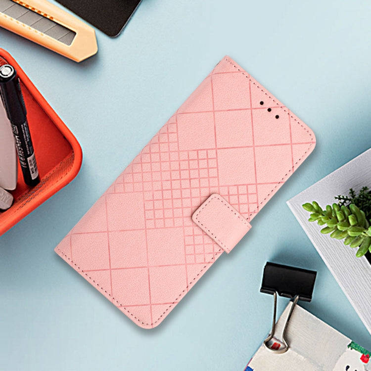 For Honor X6b Rhombic Grid Texture Leather Phone Case(Pink)