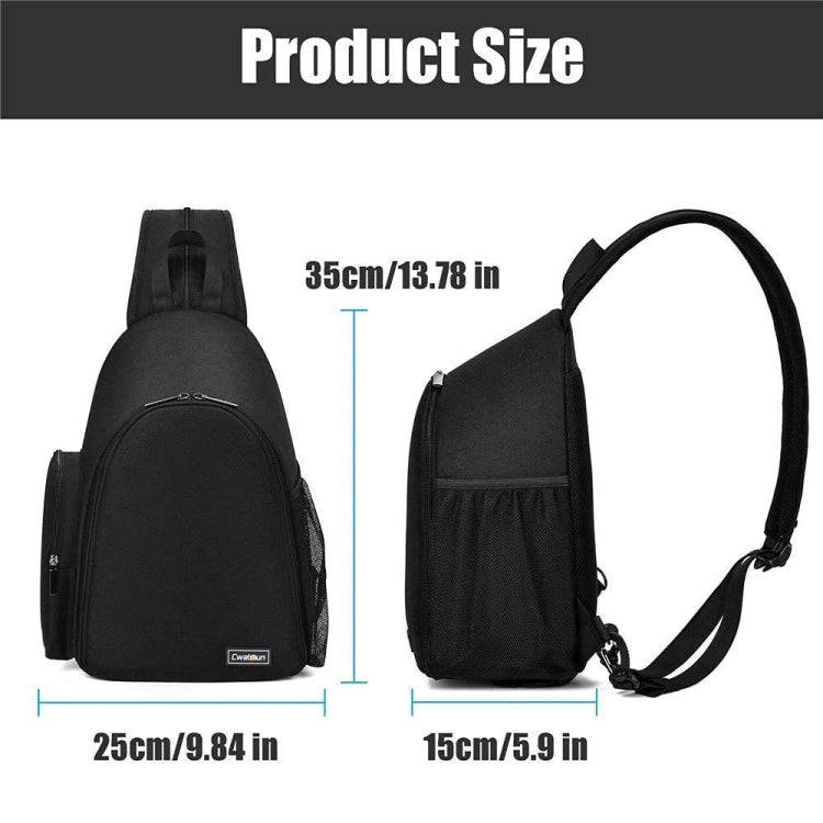Cwatcun D17 Camera Shoulder Crossbody Backpack(Black)