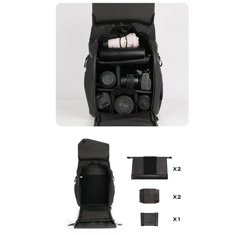 Cwatcun D89 Camera Backpack Waterproof Leather Film 15.6 Laptop Sleeve Bag, Size:43.5 x 33 x 22.5...