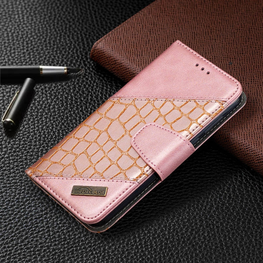 For Huawei Y5P Matching Color Crocodile Texture Horizontal Flip PU Leather Case with Wallet & Hol...