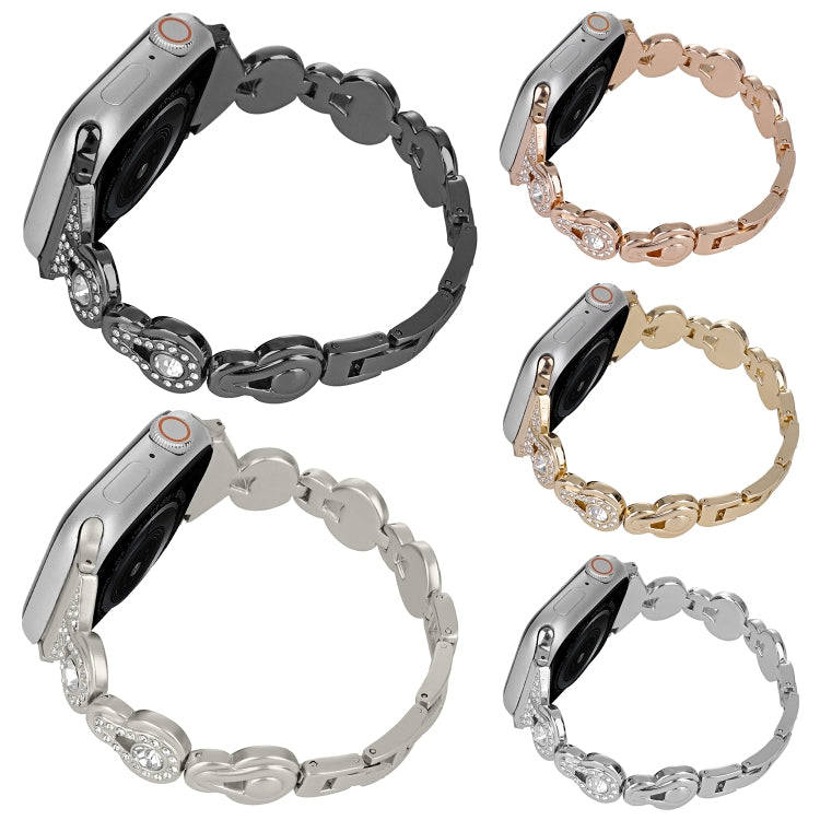 For Apple Watch Series 9 45mm Gourd Diamond Metal Watch Band(Starlight Color)