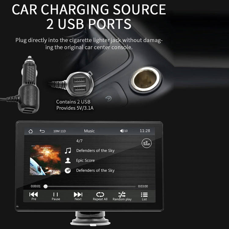 B5305 9 inch Portable Car MP5 Player Support CarPlay / Android Auto(Black)