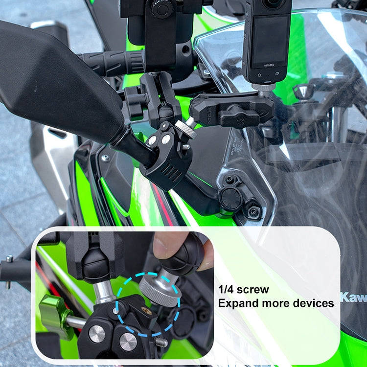 RUIGPRO Crab Clamp Action Camera Bracket 1/4 Ball Head Mount with Rod