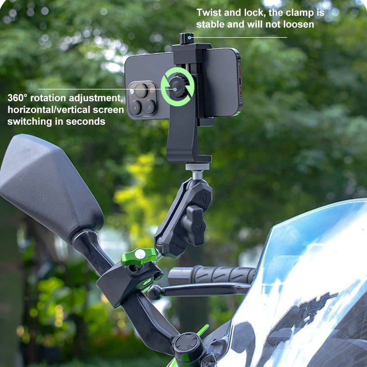 RUIGPRO Crab Clamp Action Camera Bracket Dual-Head Crab x 2 with Selfie Stick