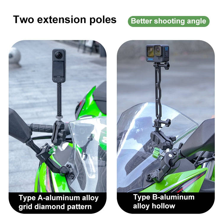 RUIGPRO Crab Clamp Action Camera Bracket Dual-Head Crab x 2 with Selfie Stick