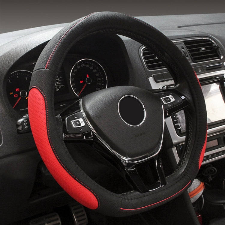 D Style Car Universal Anti-skid Steering Wheel Cover, Diameter: 38cm(Black Red)