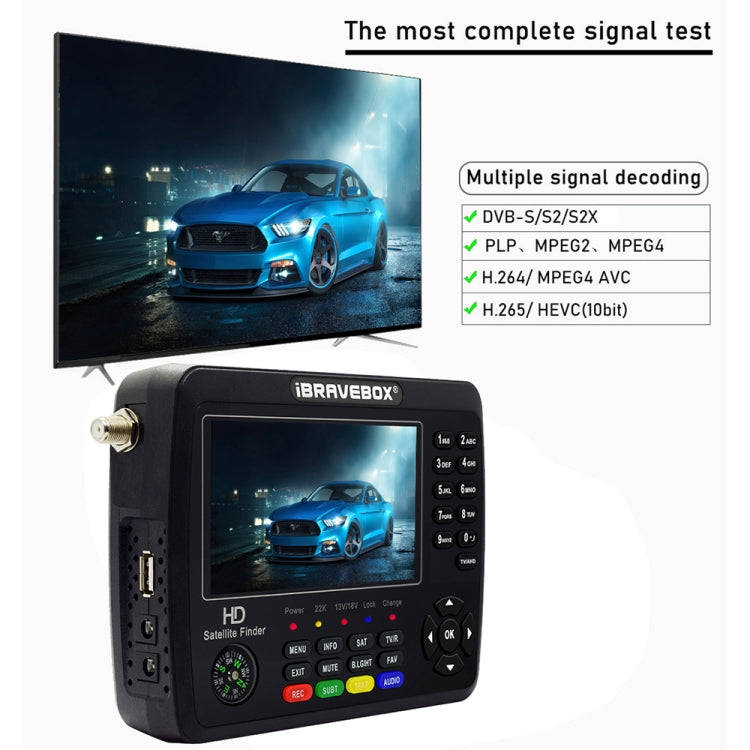 iBRAVEBOX V10 Finder Max+ 4.3 inch Display Digital Satellite Meter Signal Finder, Support DVB-S/S...