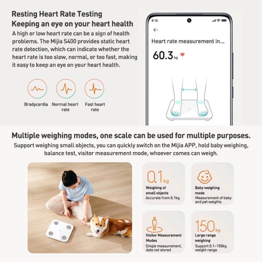 Original Xiaomi Mijia Smart Home Body Fat Scale S400 BT5.0 LED Display Dual Frequency Measurement...