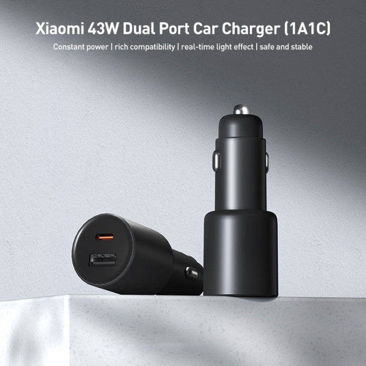 Original Xiaomi 43W Dual Ports USB + USB-C / Type-C Car Charger 1A1C(Black)