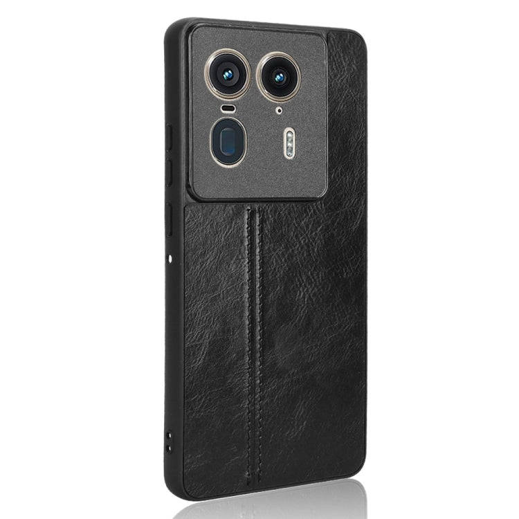 For Motorola Edge 50 Ultra / X50 Ultra Cow Pattern Sewing Back Cover Phone Case(Black)