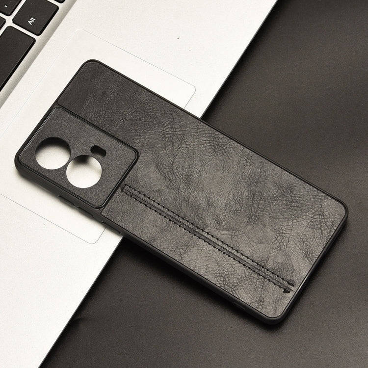 For Motorola Edge 50 Fusion Cow Pattern Sewing Back Cover Phone Case(Black)