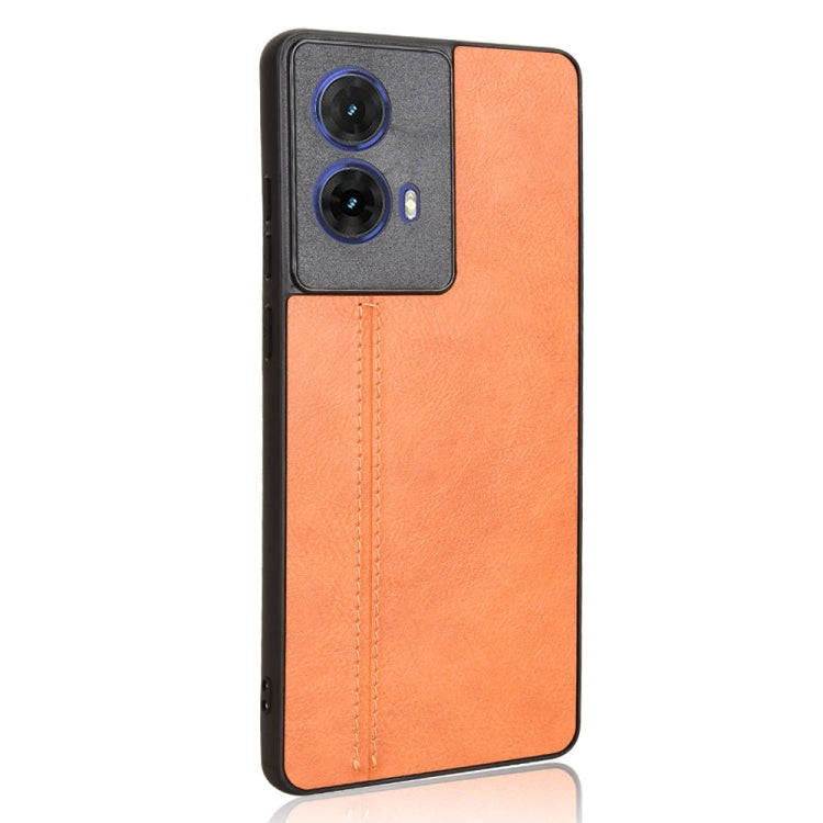 For Motorola Edge 50 Fusion Cow Pattern Sewing Back Cover Phone Case(Orange)