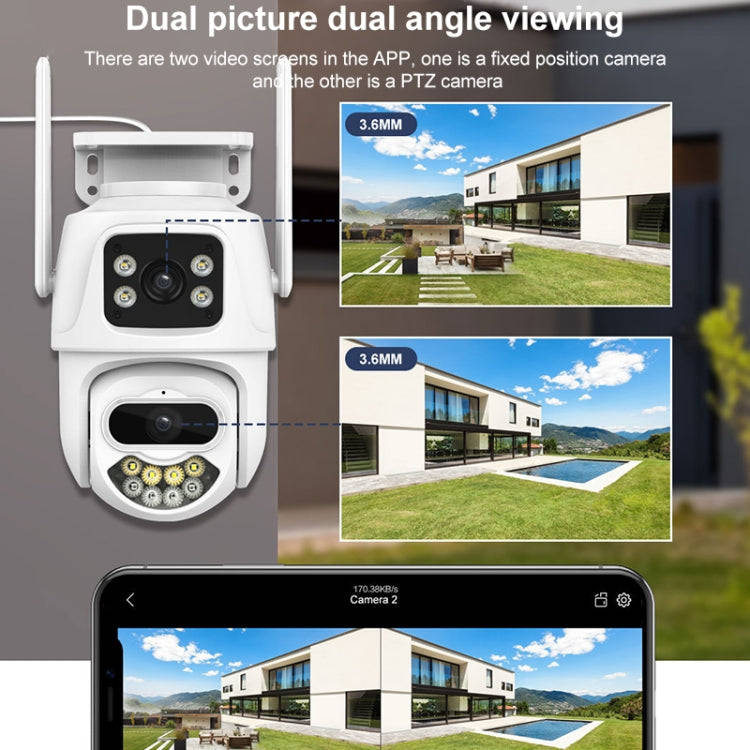 QX102 3MP WiFi Triple Camera Supports Two-way Voice Intercom & Infrared Night Vision(UK Plug)