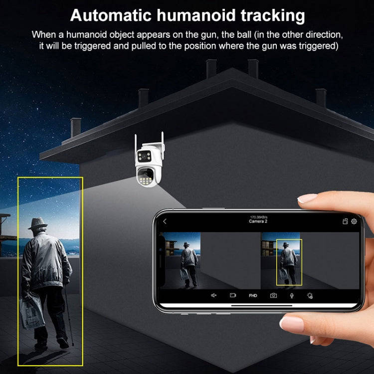 QX102 3MP WiFi Triple Camera Supports Two-way Voice Intercom & Infrared Night Vision(AU Plug)