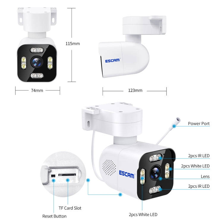 ESCAM PT303 3MP HD Motion Detection APP Control Pan & Tilt WiFi IP Camera(EU Plug)